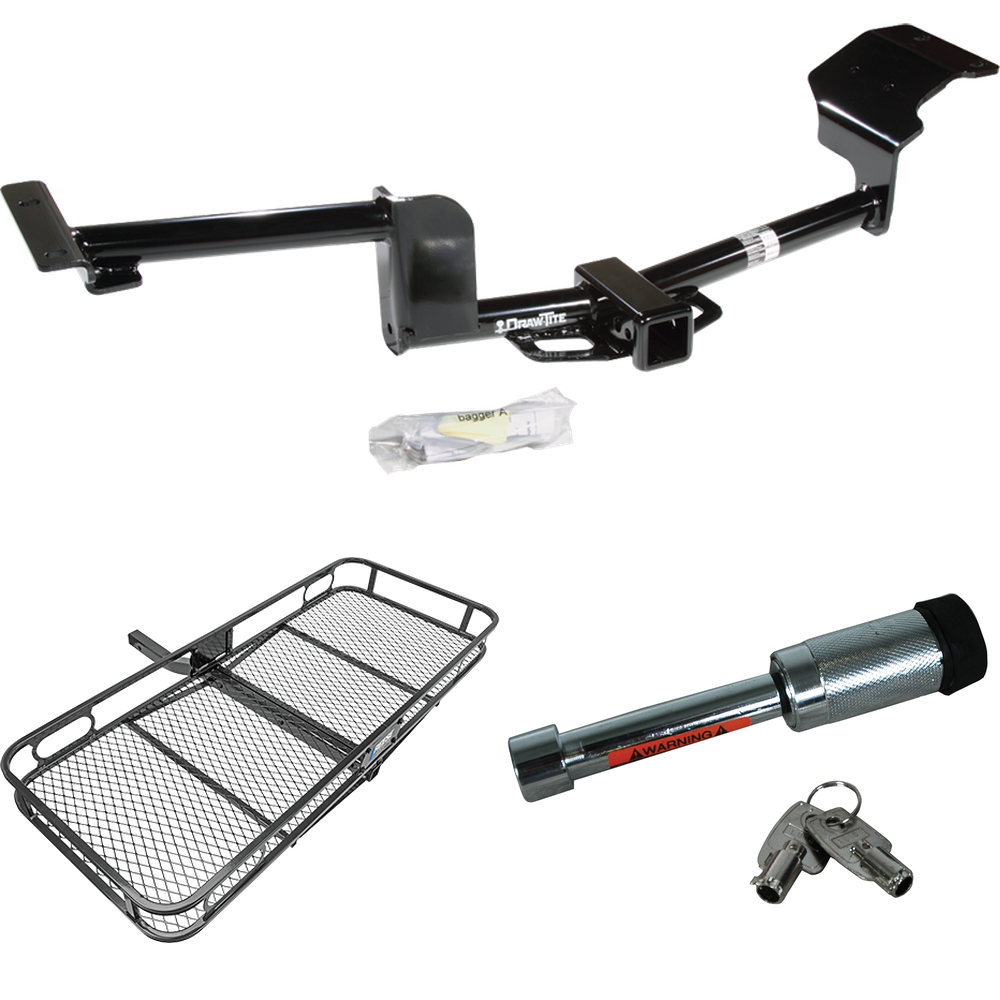 Fits 2009-2019 Ford Flex Trailer Hitch Tow PKG w/ 60" x 24" Cargo Carrier + Hitch Lock By Draw-Tite