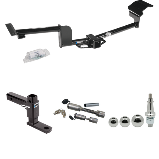 Fits 2009-2019 Ford Flex Trailer Hitch Tow PKG w/ Adjustable Drop Rise Ball Mount + Dual Hitch & Copler Locks + Inerchangeable 1-7/8" & 2" & 2-5/16" Balls By Reese Towpower