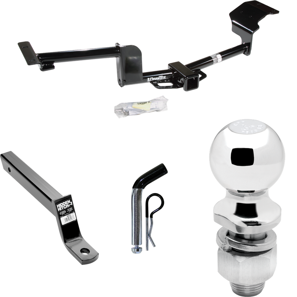 Fits 2009-2019 Ford Flex Trailer Hitch Tow PKG w/ Extended 16" Long Ball Mount w/ 4" Drop + Pin/Clip + 2" Ball By Draw-Tite