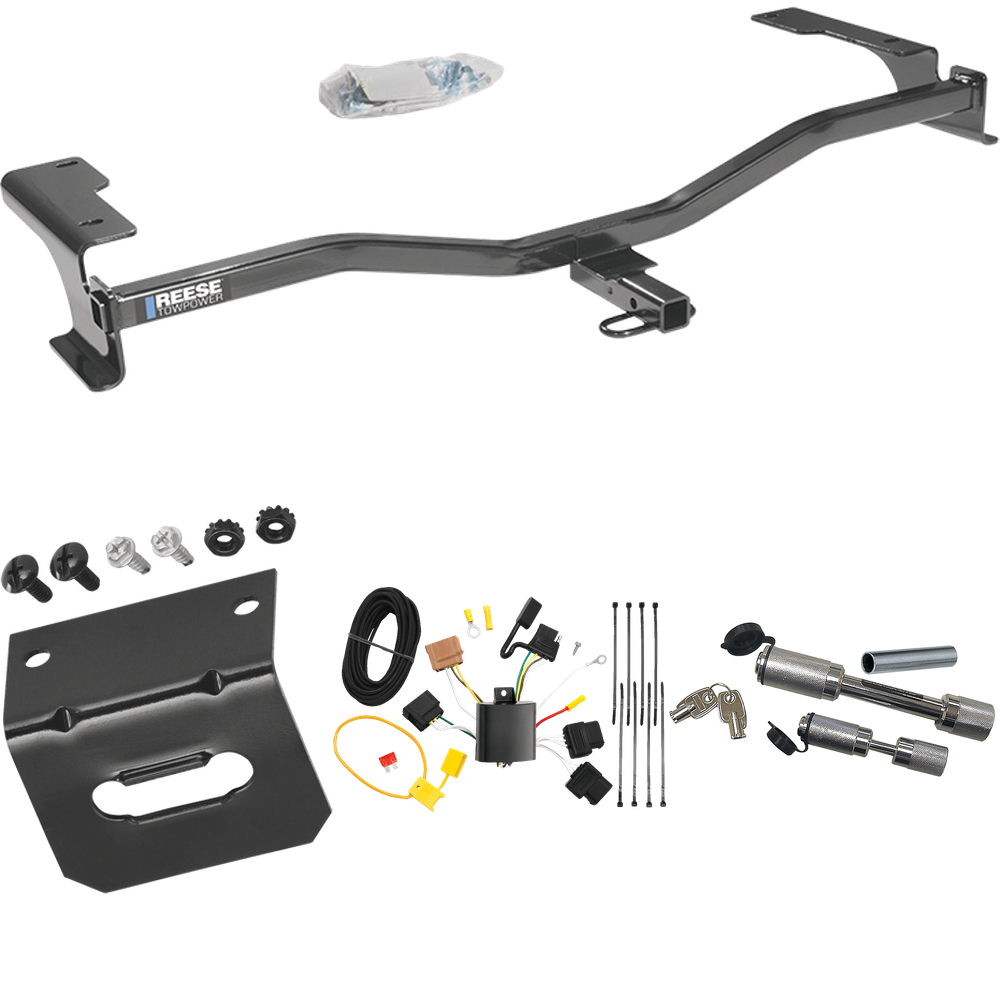 Fits 2010-2012 Ford Fusion Trailer Hitch Tow PKG w/ 4-Flat Wiring Harness + Wiring Bracket + Dual Hitch & Coupler Locks By Reese Towpower