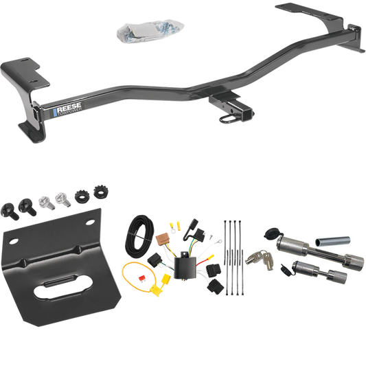 Fits 2010-2012 Ford Fusion Trailer Hitch Tow PKG w/ 4-Flat Wiring Harness + Wiring Bracket + Dual Hitch & Coupler Locks By Reese Towpower