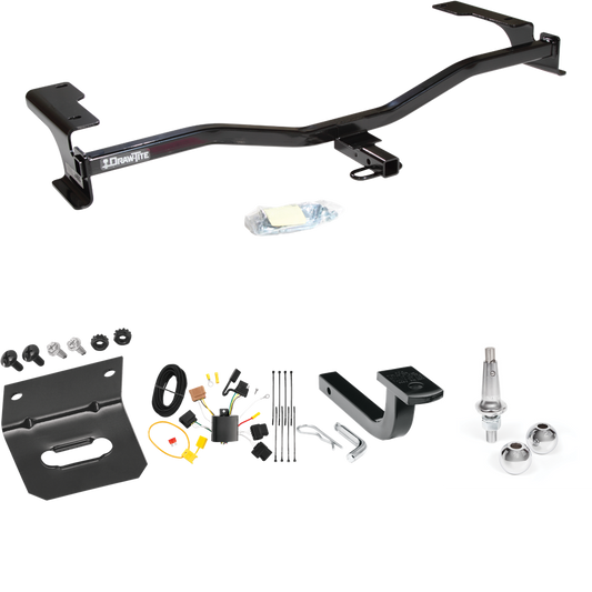 Fits 2010-2012 Ford Fusion Trailer Hitch Tow PKG w/ 4-Flat Wiring Harness + Draw-Bar + Interchangeable 1-7/8" & 2" Balls + Wiring Bracket By Draw-Tite