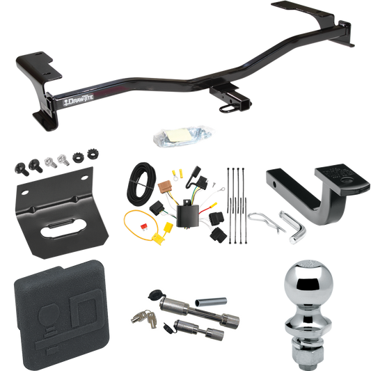 Fits 2010-2012 Ford Fusion Trailer Hitch Tow PKG w/ 4-Flat Wiring Harness + Draw-Bar + 1-7/8" Ball + Wiring Bracket + Hitch Cover + Dual Hitch & Coupler Locks By Draw-Tite