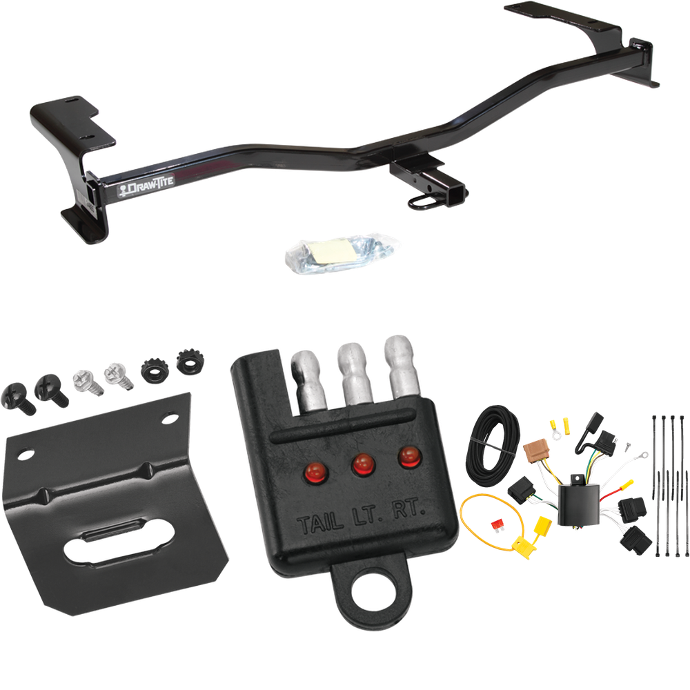 Fits 2010-2012 Ford Fusion Trailer Hitch Tow PKG w/ 4-Flat Wiring Harness + Bracket + Tester By Draw-Tite