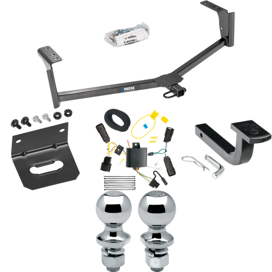 Fits 2013-2020 Ford Fusion Trailer Hitch Tow PKG w/ 4-Flat Wiring Harness + Draw-Bar + 1-7/8" + 2" Ball + Wiring Bracket (Excludes: Sport Models) By Reese Towpower