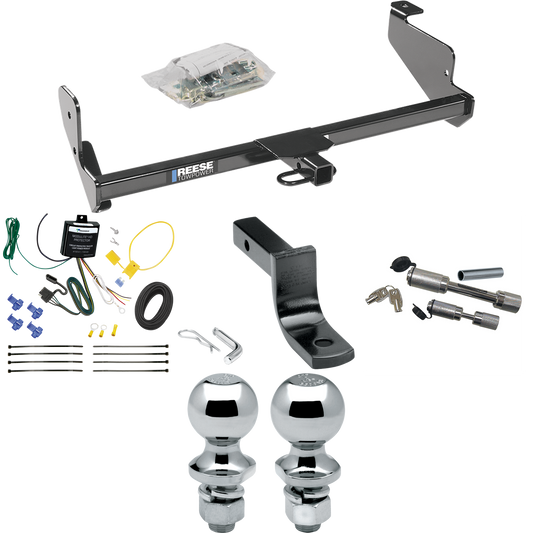 Fits 2001-2004 Ford Focus Trailer Hitch Tow PKG w/ 4-Flat Wiring Harness + Draw-Bar + 1-7/8" + 2" Ball + Dual Hitch & Coupler Locks (For Sedan Models) By Reese Towpower