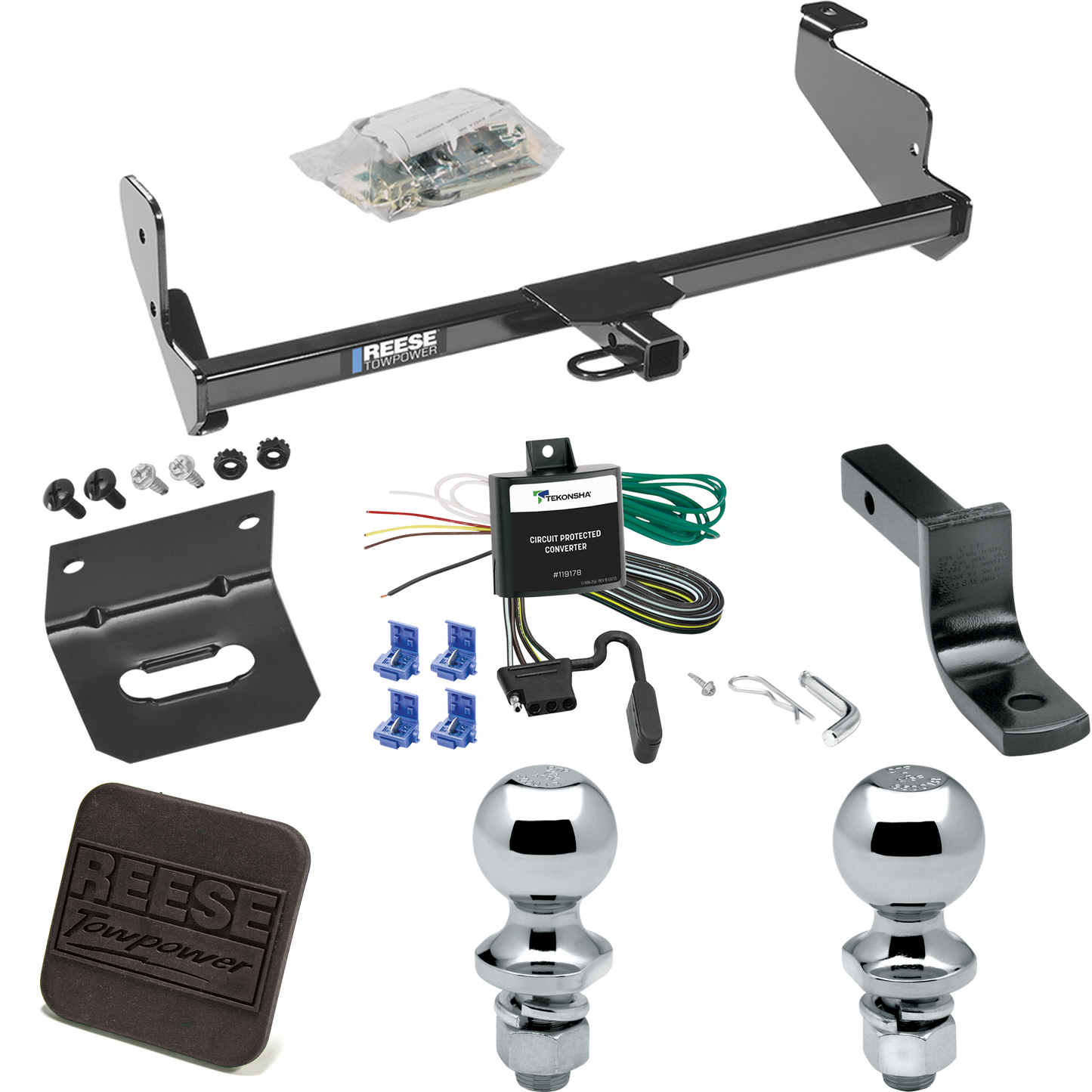 Fits 2000-2000 Ford Focus Trailer Hitch Tow PKG w/ 4-Flat Wiring Harness + Draw-Bar + 1-7/8" + 2" Ball + Wiring Bracket + Hitch Cover (For Sedan Models) By Reese Towpower