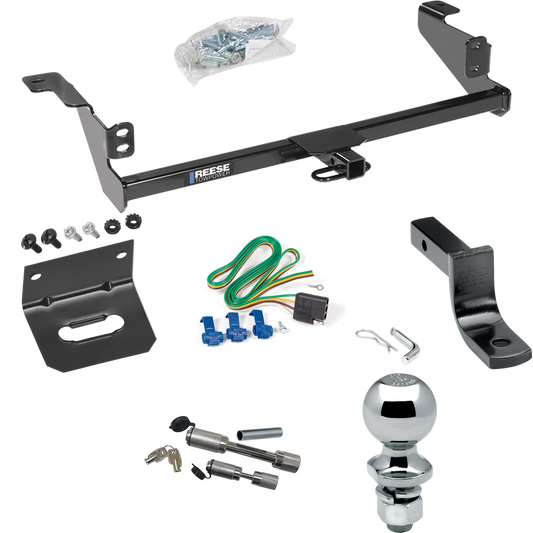 Fits 2008-2011 Ford Focus Trailer Hitch Tow PKG w/ 4-Flat Wiring Harness + Draw-Bar + 2" Ball + Wiring Bracket + Dual Hitch & Coupler Locks By Reese Towpower