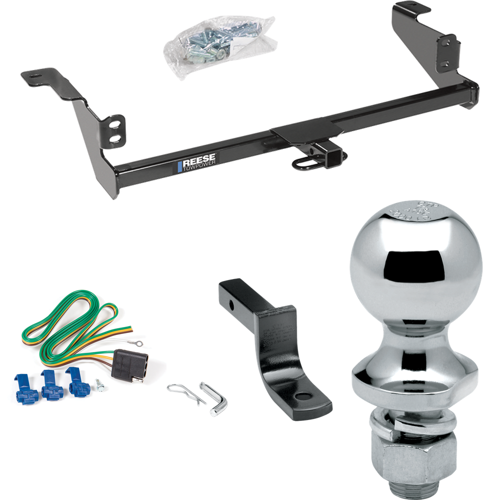 Fits 2008-2011 Ford Focus Trailer Hitch Tow PKG w/ 4-Flat Wiring Harness + Draw-Bar + 1-7/8" Ball By Reese Towpower