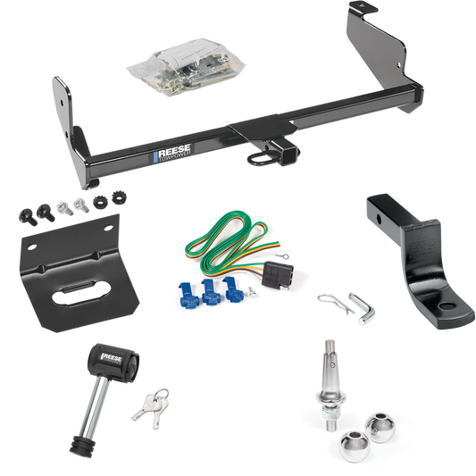 Fits 2002-2006 Ford Focus ZX5 Trailer Hitch Tow PKG w/ 4-Flat Wiring Harness + Draw-Bar + Interchangeable 1-7/8" & 2" Balls + Wiring Bracket + Hitch Lock (For Hatchback, Except SVT & w/Street Appearance Pkg. Models) By Reese Towpower