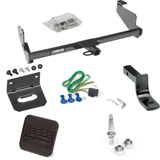 Fits 2002-2006 Ford Focus ZX5 Trailer Hitch Tow PKG w/ 4-Flat Wiring Harness + Draw-Bar + Interchangeable 1-7/8" & 2" Balls + Wiring Bracket + Hitch Cover (For Hatchback, Except SVT & w/Street Appearance Pkg. Models) By Reese Towpower