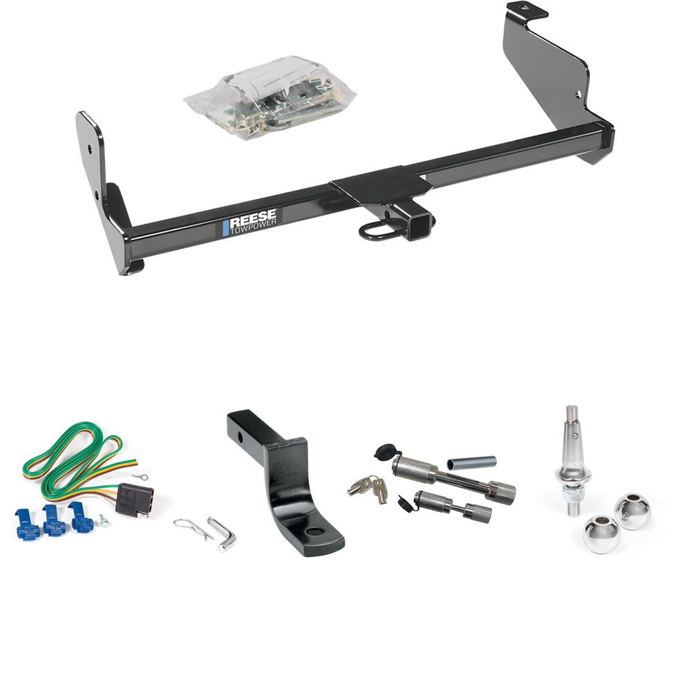 Fits 2002-2006 Ford Focus ZX5 Trailer Hitch Tow PKG w/ 4-Flat Wiring Harness + Draw-Bar + Interchangeable 1-7/8" & 2" Balls + Dual Hitch & Coupler Locks (For Hatchback, Except SVT & w/Street Appearance Pkg. Models) By Reese Towpower