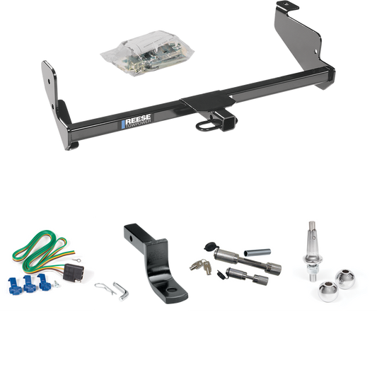 Fits 2002-2006 Ford Focus ZX5 Trailer Hitch Tow PKG w/ 4-Flat Wiring Harness + Draw-Bar + Interchangeable 1-7/8" & 2" Balls + Dual Hitch & Coupler Locks (For Hatchback, Except SVT & w/Street Appearance Pkg. Models) By Reese Towpower