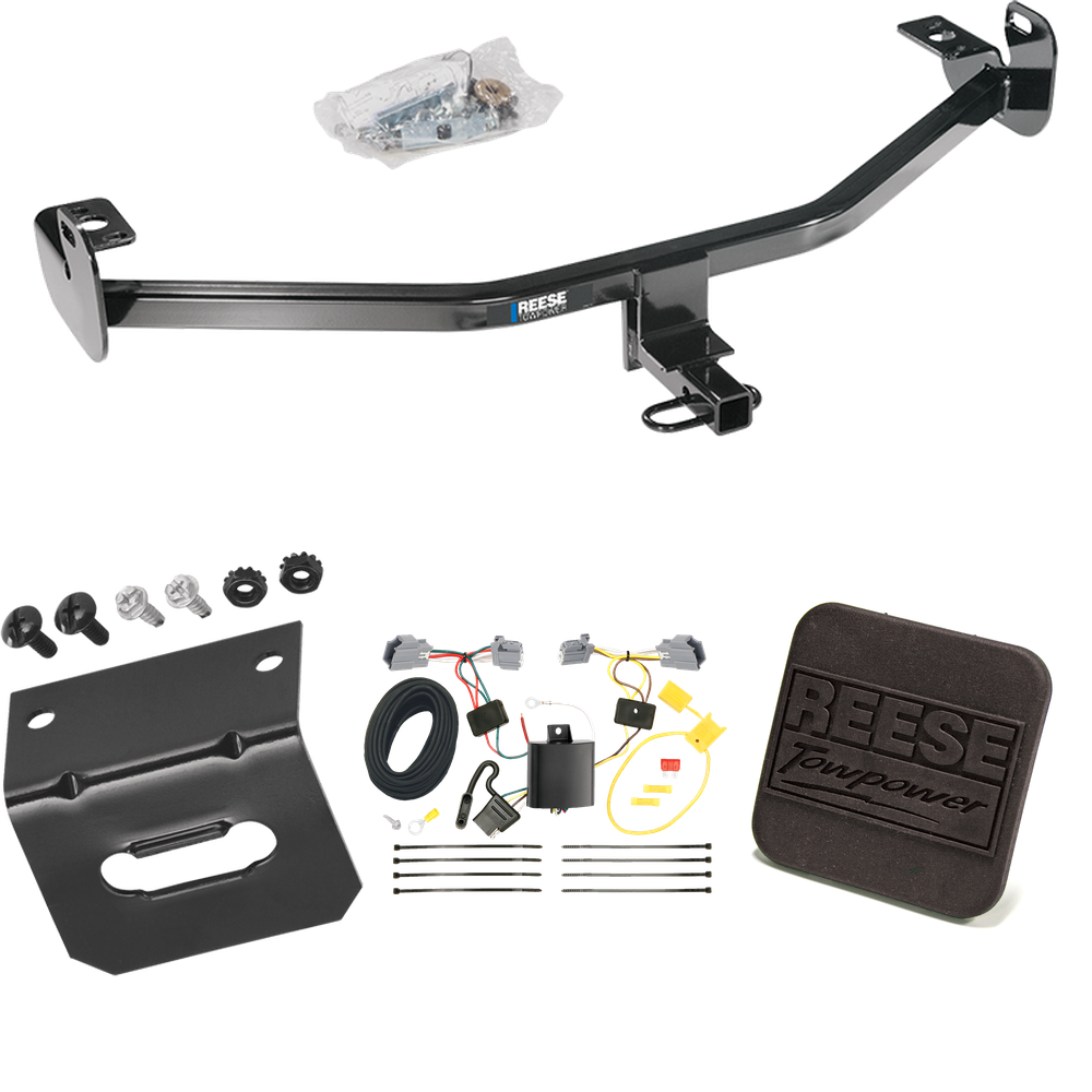 Fits 2012-2018 Ford Focus Trailer Hitch Tow PKG w/ 4-Flat Wiring Harness + Hitch Cover (For Sedan Models) By Reese Towpower