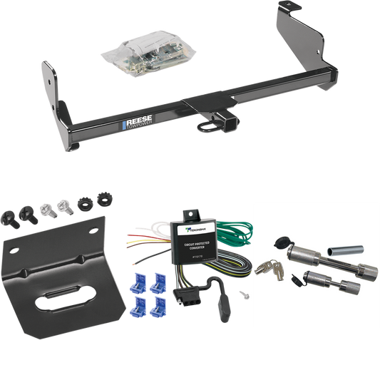 Fits 2000-2000 Ford Focus Trailer Hitch Tow PKG w/ 4-Flat Wiring Harness + Wiring Bracket + Dual Hitch & Coupler Locks (For Sedan Models) By Reese Towpower