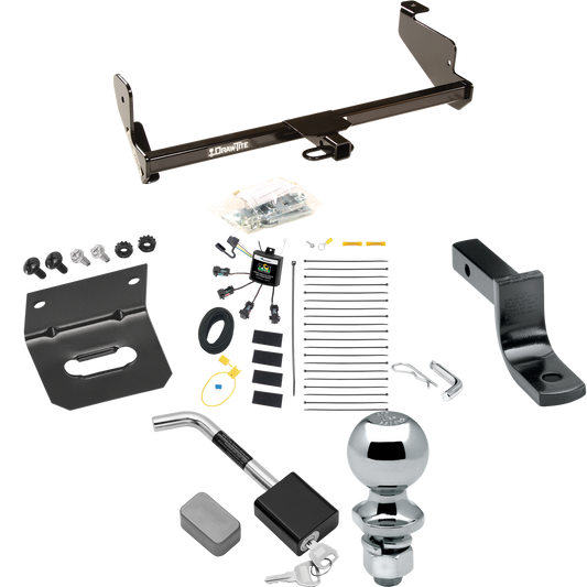 Se adapta al paquete de enganche de remolque Ford Focus 2001-2004 con arnés de cableado de 4 contactos planos "sin empalme" + barra de tracción + bola de 2" + soporte de cableado + bloqueo de enganche (para modelos sedán) de Draw-Tite