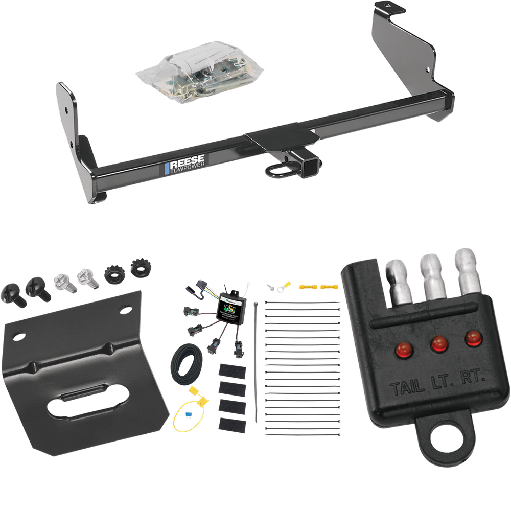 Fits 2001-2004 Ford Focus Trailer Hitch Tow PKG w/ 4-Flat Zero Contact "No Splice" Wiring Harness + Bracket + Tester (For Sedan Models) By Reese Towpower