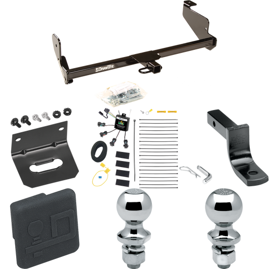 Fits 2001-2004 Ford Focus Trailer Hitch Tow PKG w/ 4-Flat Zero Contact "No Splice" Wiring Harness + Draw-Bar + 1-7/8" + 2" Ball + Wiring Bracket + Hitch Cover (For Sedan Models) By Draw-Tite