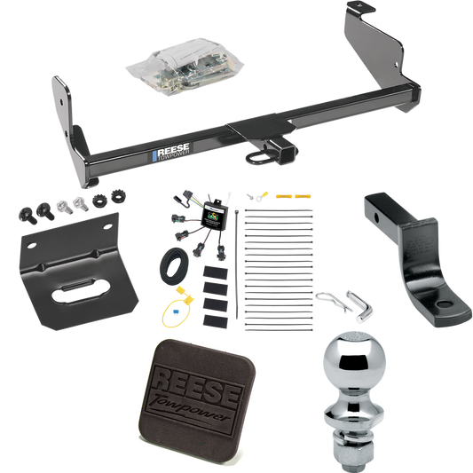 Fits 2001-2004 Ford Focus Trailer Hitch Tow PKG w/ 4-Flat Zero Contact "No Splice" Wiring Harness + Draw-Bar + 1-7/8" Ball + Wiring Bracket + Hitch Cover (For Sedan Models) By Reese Towpower