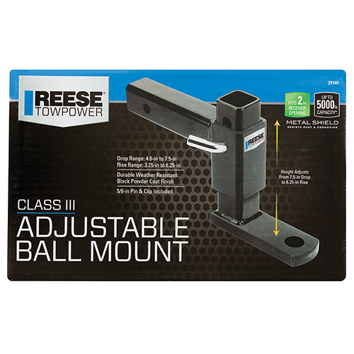 Fits 2019-2023 RAM 1500 Trailer Hitch Tow PKG w/ Adjustable Drop Rise Ball Mount + Pin/Clip + 2-5/16" Ball (For (New Body Style) Models) By Reese Towpower