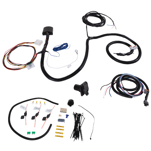 Se adapta al paquete de enganche de remolque Toyota Highlander 2020-2023 con cableado RV de 7 vías + bola de 2" y 2-5/16" + soporte de caída (excluye: con modelos de escape de doble punta) de Draw-Tite