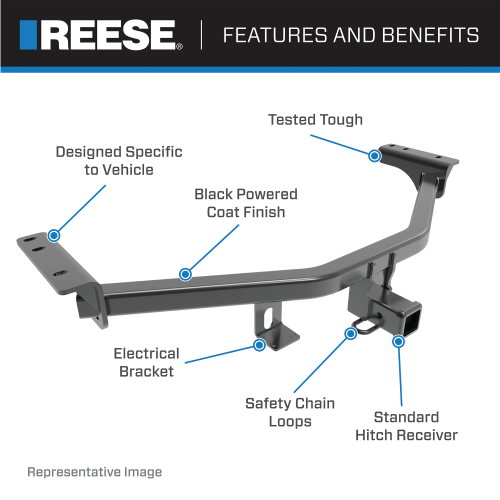 Fits 1971-1972 Dodge W300 Trailer Hitch Tow PKG w/ Adjustable Drop Rise Ball Mount + Pin/Clip + 2" Ball By Reese Towpower