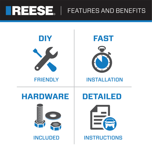 Se adapta al paquete de remolque con enganche para remolque Ford F-350 1987-1996 con soporte de bola con caída de 2" + bola de 1-7/8" de Reese Towpower