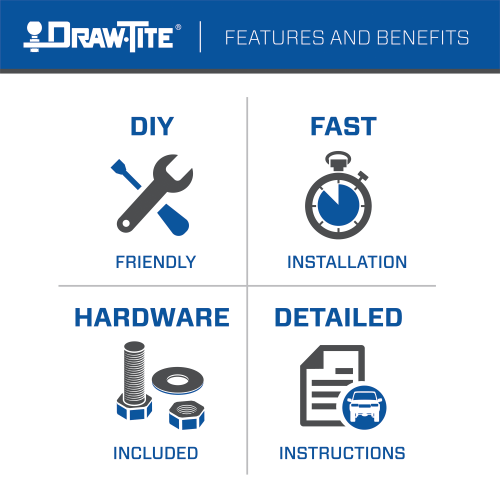 Fits 2000-2004 Subaru Outback Trailer Hitch Tow PKG w/ 4-Flat Wiring Harness + Interlock Starter Kit w/ 2" Ball 1-1/4" Drop 3/4" Rise + Wiring Bracket + Hitch Cover (For Sedan, Except Sport Models) By Draw-Tite