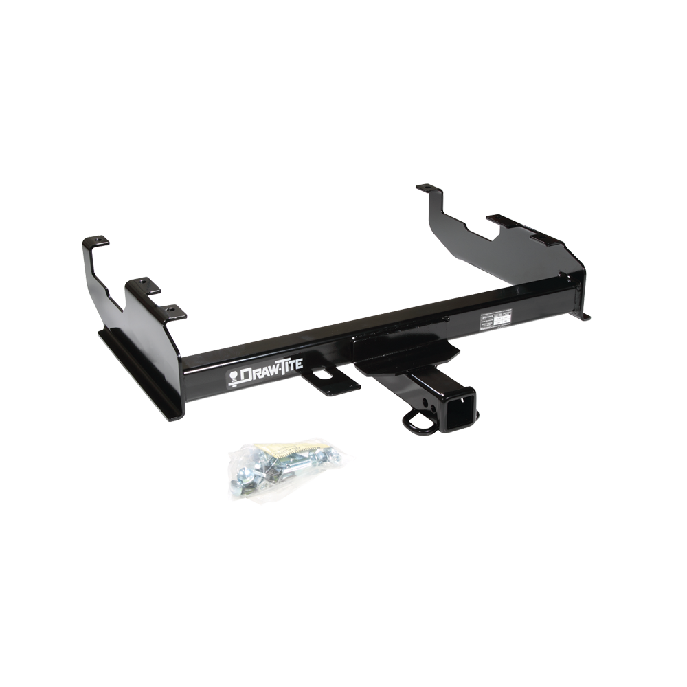 Fits 1999-2000 Ford F-350 Super Duty Trailer Hitch Tow PKG w/ Ball Mount w/ 4" Drop + 2" Ball (For Cab & Chassis, w/34" Wide Frames Models) By Draw-Tite