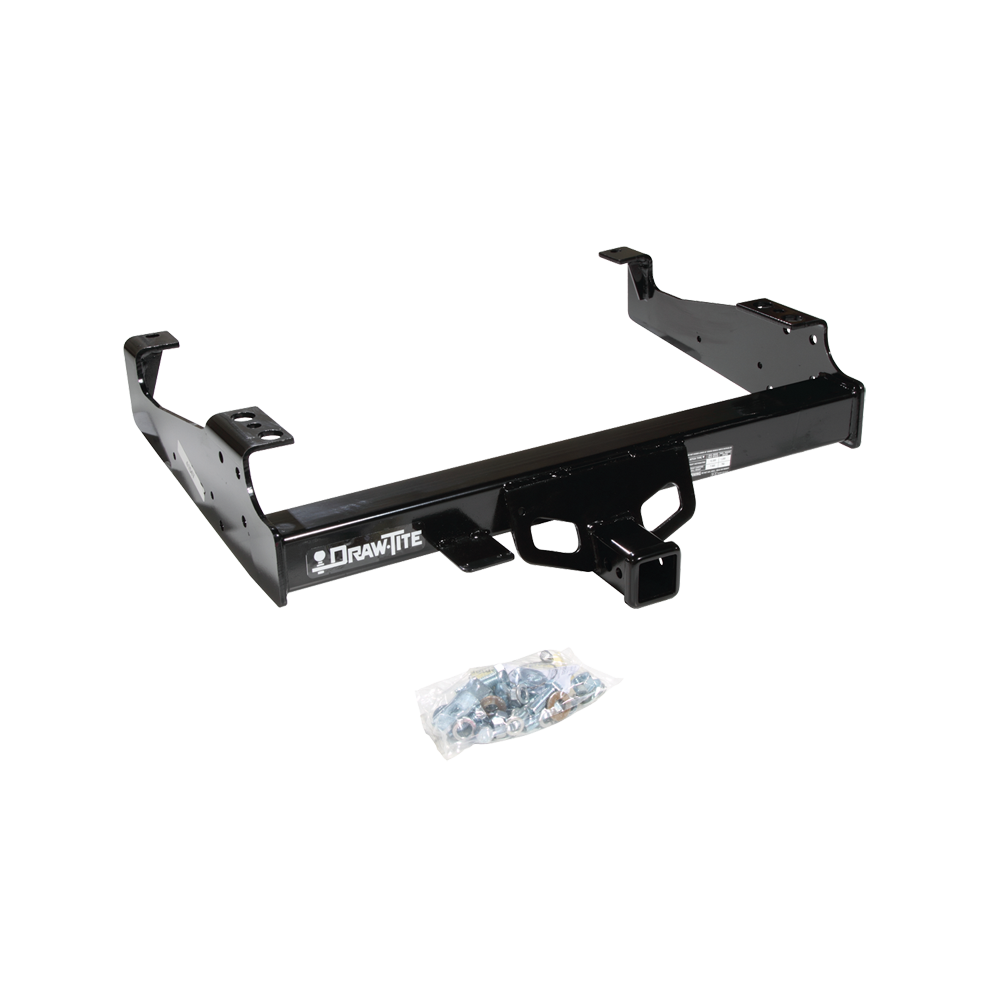 Fits 1999-2023 Ford F-450 Super Duty Trailer Hitch Tow PKG w/ 4-Flat Wiring + Triple Ball Ball Mount 1-7/8" & 2" & 2-5/16" Trailer Balls + Pin/Clip + Wiring Bracket + Hitch Cover (For Cab & Chassis, w/34" Wide Frames Models) By Draw-Tite