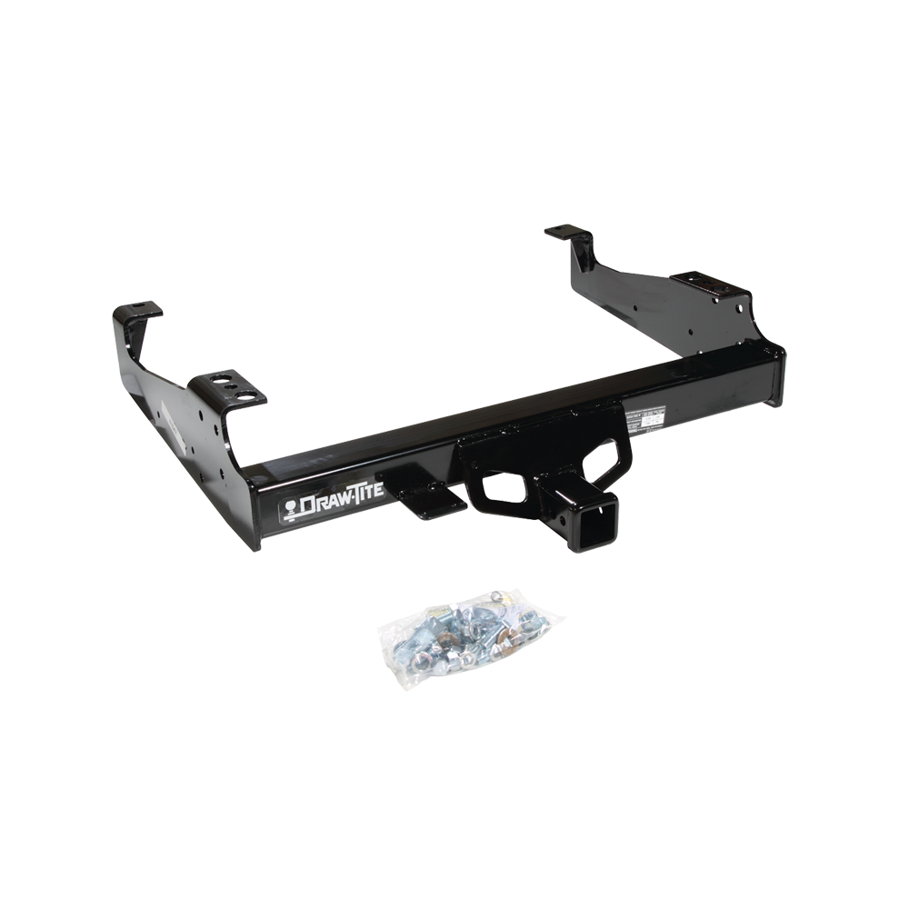 Fits 1999-2023 Ford F-450 Super Duty Trailer Hitch Tow PKG w/ 4-Flat Wiring + Adjustable Drop Rise Triple Ball Ball Mount 1-7/8" & 2" & 2-5/16" Trailer Balls + Pin/Clip + Wiring Bracket + Hitch Cover (For Cab & Chassis, w/34" Wide Frames Models) By D