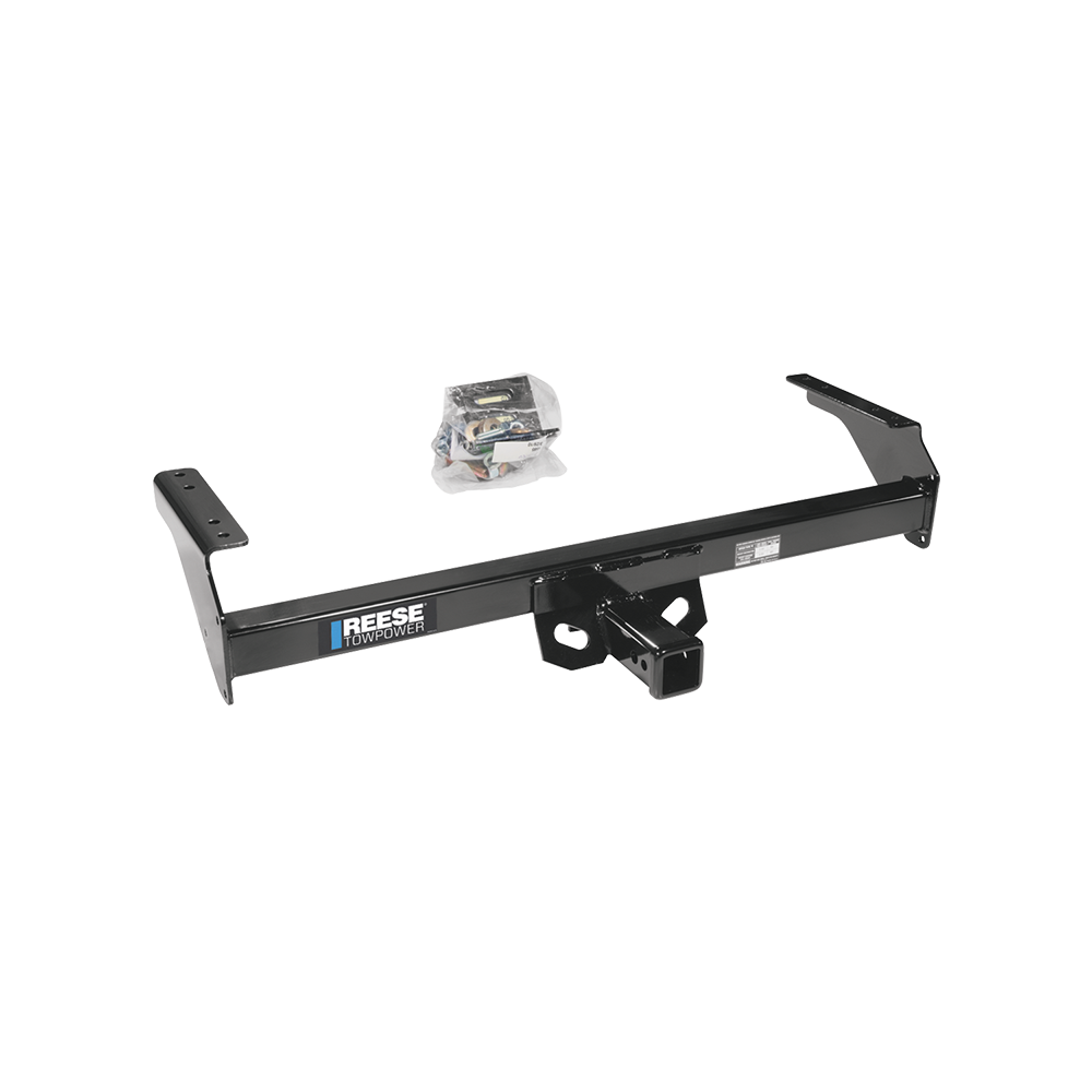 Fits 1995-1997 Nissan Pickup Trailer Hitch Tow PKG w/ 4-Flat Wiring + Ball Mount w/ 4" Drop + Interchangeable Ball 1-7/8" & 2" & 2-5/16" + Wiring Bracket + Dual Hitch & Coupler Locks + Hitch Cover By Reese Towpower