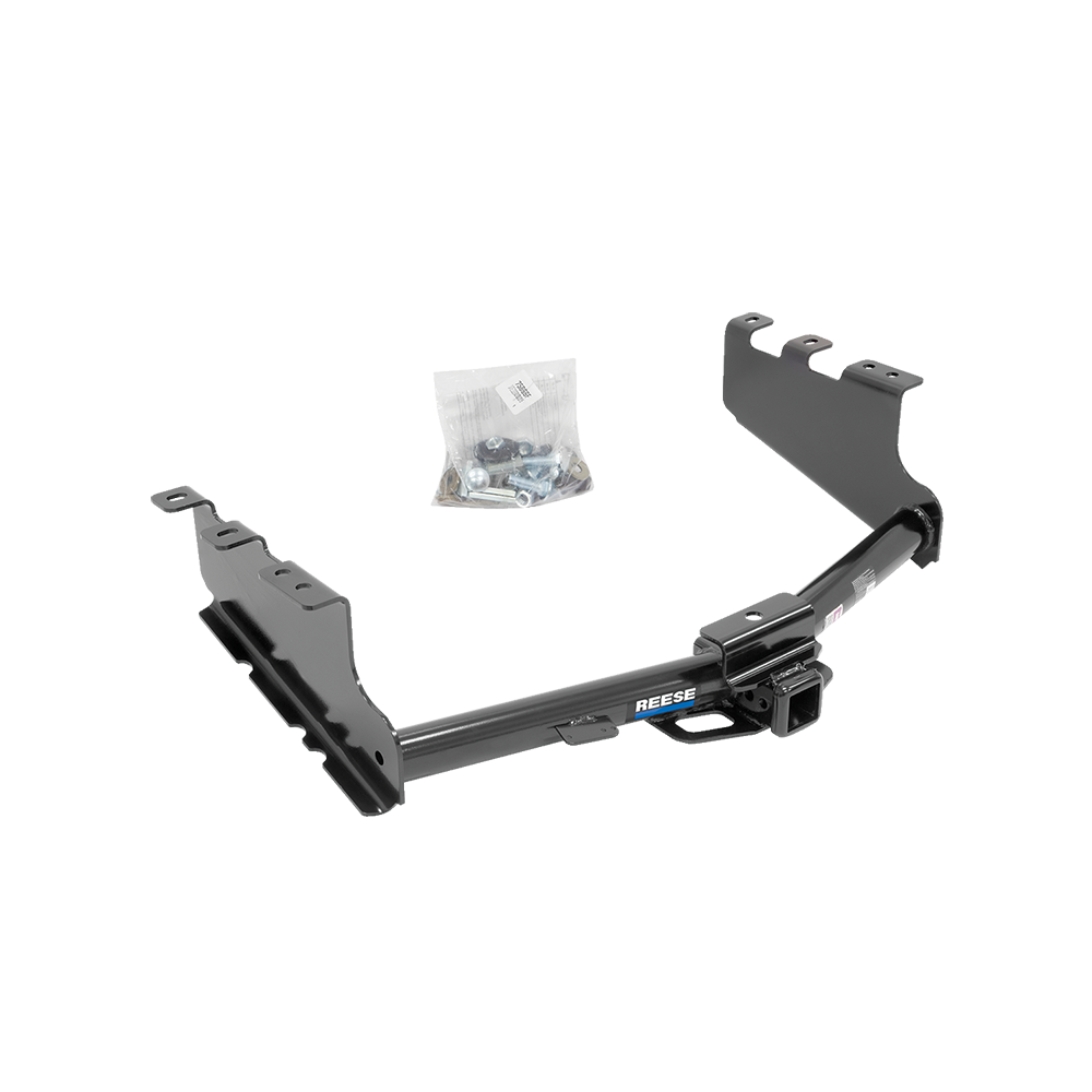 Fits 2019-2019 Chevrolet Silverado 1500 LD (Old Body) Trailer Hitch Tow PKG w/ 4-Flat Wiring + Adjustable Drop Rise Ball Mount + Pin/Clip + 2" Ball + 2-5/16" Ball + Wiring Bracket + Hitch Cover By Reese Towpower