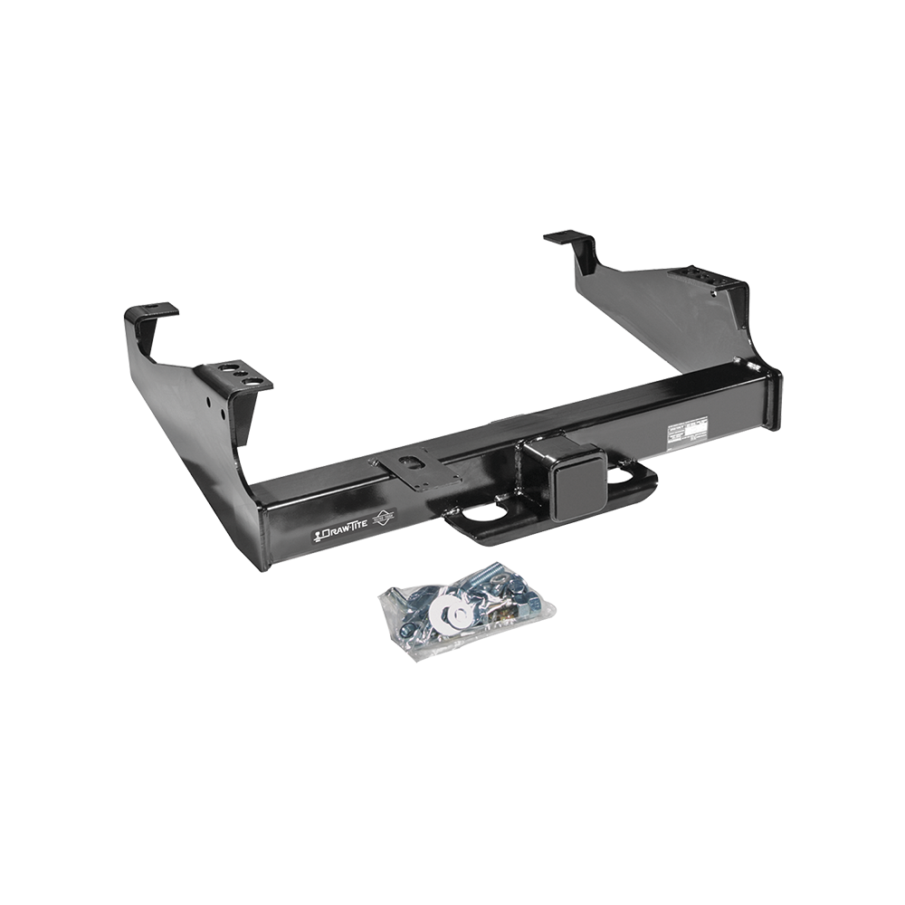 Fits 1999-2023 Ford F-450 Super Duty Trailer Hitch Tow PKG w/ 2-1/2" to 2" Adapter 24" Length + Adjustable Pintle Hook Mounting Plate + Hitch Lock (For Cab & Chassis, w/34" Wide Frames Models) By Draw-Tite