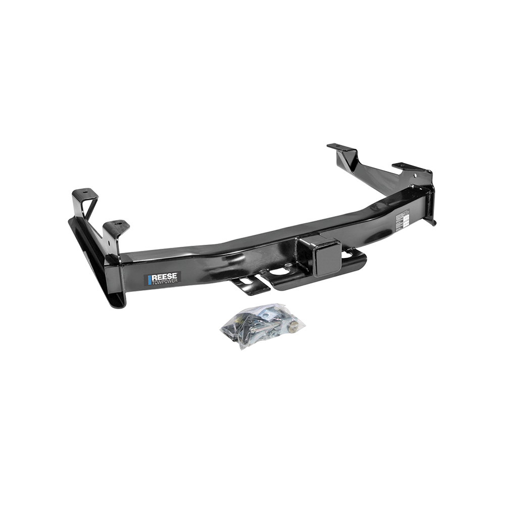 Fits 2003-2007 GMC Sierra 2500 HD Trailer Hitch Tow PKG w/ 4-Flat Wiring Harness + 2-1/2" to 2" Adapter 6" Length + Hitch Lock (For (Classic) Models) By Reese Towpower