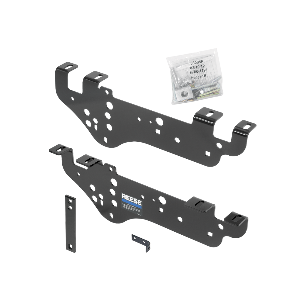 Fits 2008-2010 Ford F-450 Super Duty Custom Outboard Above Bed Rail Kit + 16K Fifth Wheel + Square Slider + In-Bed Wiring (For 6-1/2' or Shorter Bed, Except Cab & Chassis, w/o Factory Puck System Models) By Reese