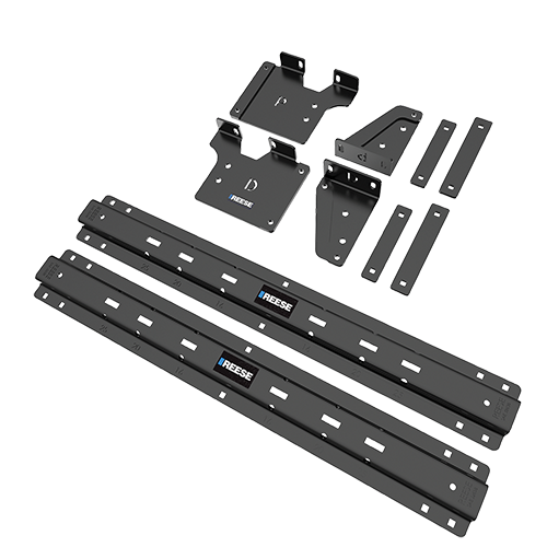 Fits 2020-2023 GMC Sierra 3500 HD Custom Outboard Above Bed Rail Kit + 20K Fifth Wheel + Square Slider + King Pin Lock + Base Rail Lock + 10" Lube Plate + Fifth Wheel Cover + Lube (For 6-1/2' or Shorter Bed, w/o Factory Puck System Models) By Reese