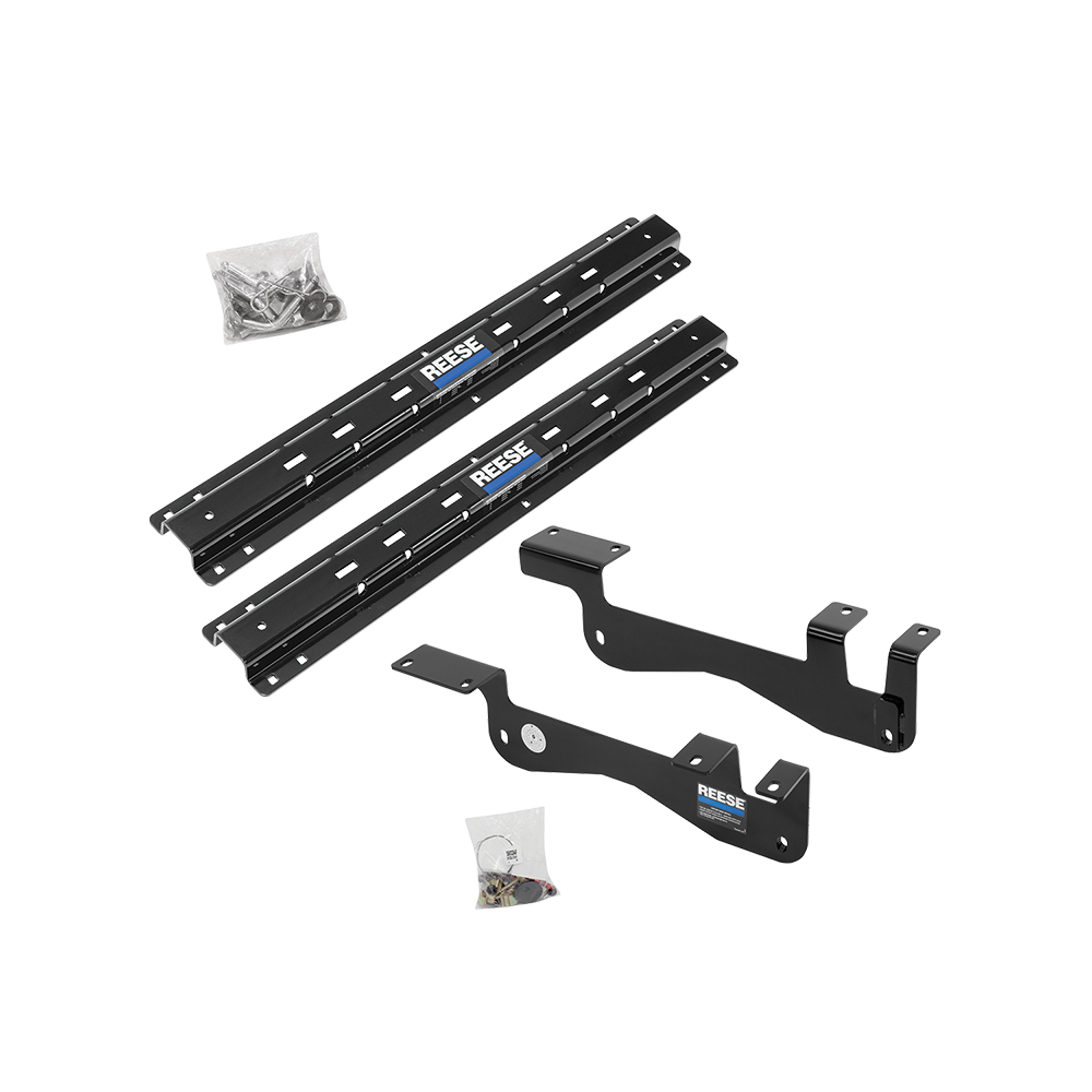 Fits 2015-2023 Ford F-150 Custom Outboard Above Bed Rail Kit + 16K Fifth Wheel + King Pin Lock (For 6-1/2' and 8 foot Bed, Except Raptor or with Ride Height Sensors, w/o Factory Puck System Models) By Reese