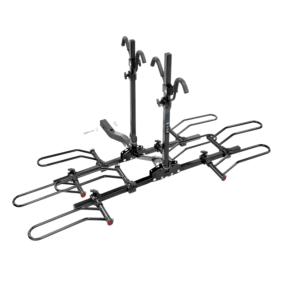 Fits 1984-2001 Jeep Cherokee Trailer Hitch Tow PKG w/ 4 Bike Plaform Style Carrier Rack + Hitch Lock By Draw-Tite